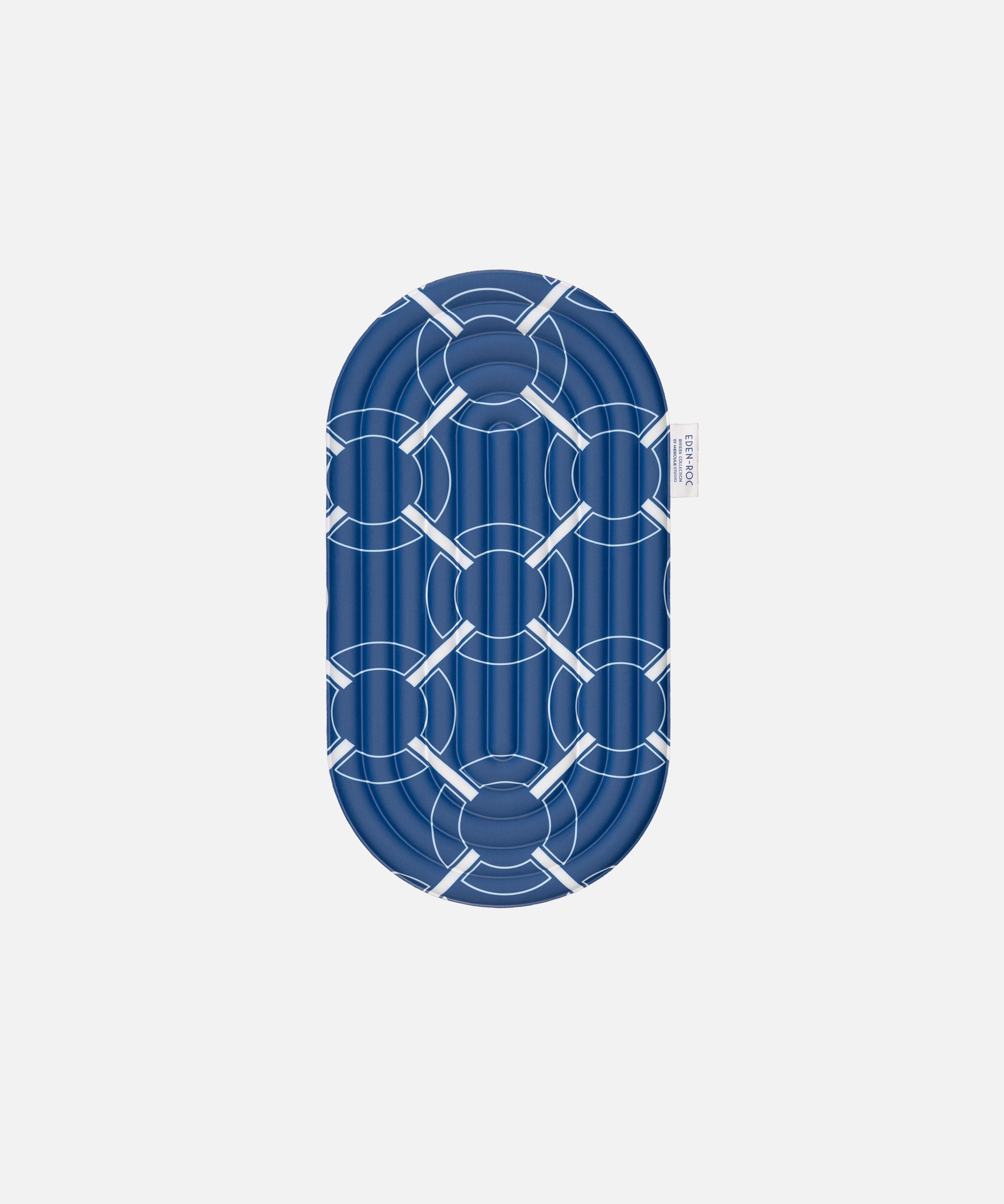 Hercule Studio Galé comfort pad – blue monogram portable 3-in-1 mini mat – ideal for knees, elbows, glutes, Pilates or Reformer, durable French design, unrolled view
