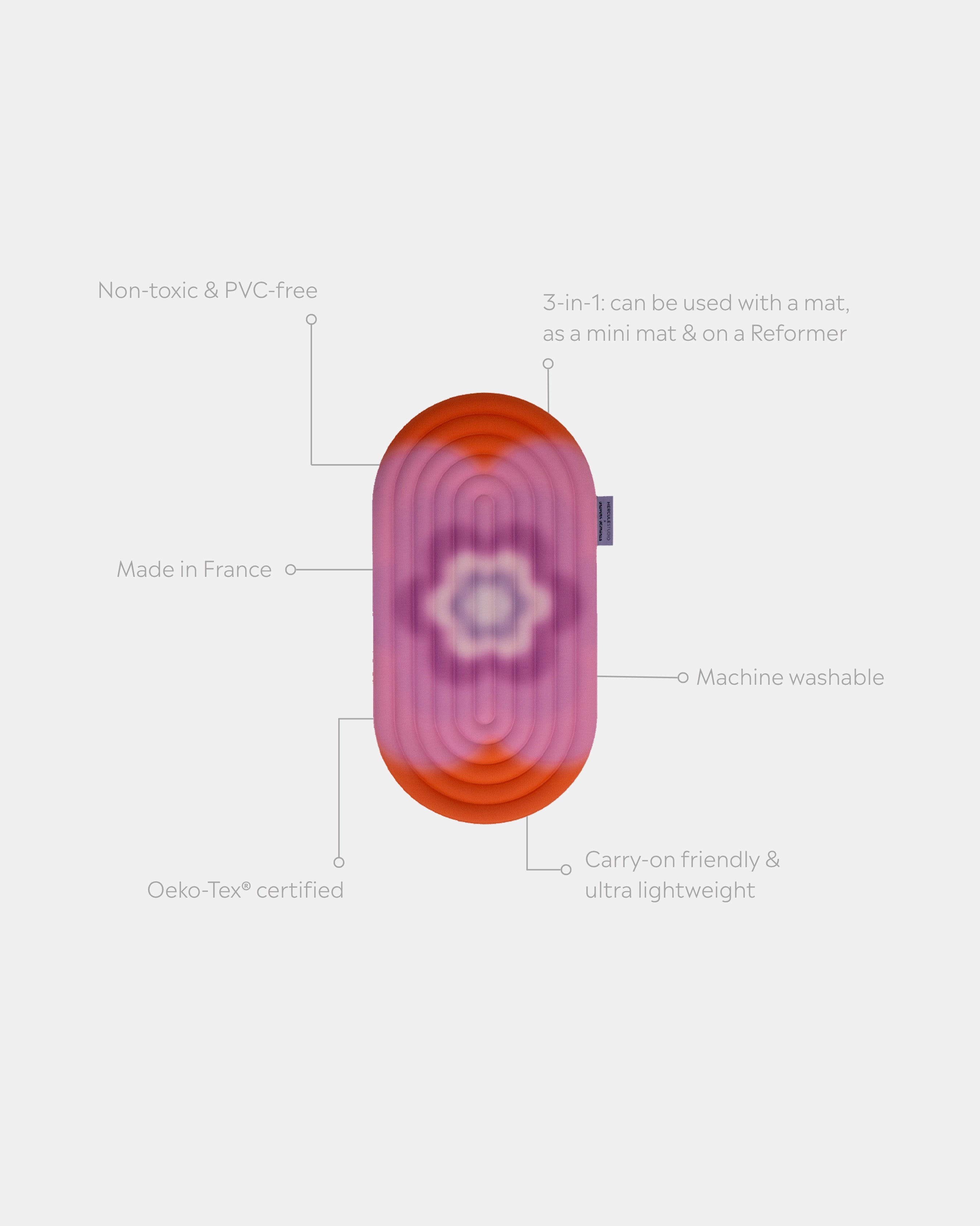 Mini tapis de sol pad de confort de la marque hercule studio modèle galé couleur spring packshot déplié avec éléments de réassurance