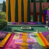Mini tapis de sol pad de confort de la marque hercule studio et uchronia modèle galé imprimé spring shooting lifestyle dans un décor coloré réalisé par l'intelligence artificielle