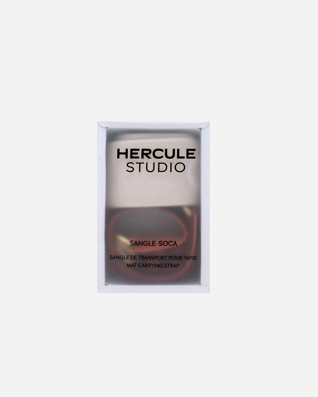 Sangle de transport pour tapis d'exercice modèle soca couleur beige et camel packshot packaging