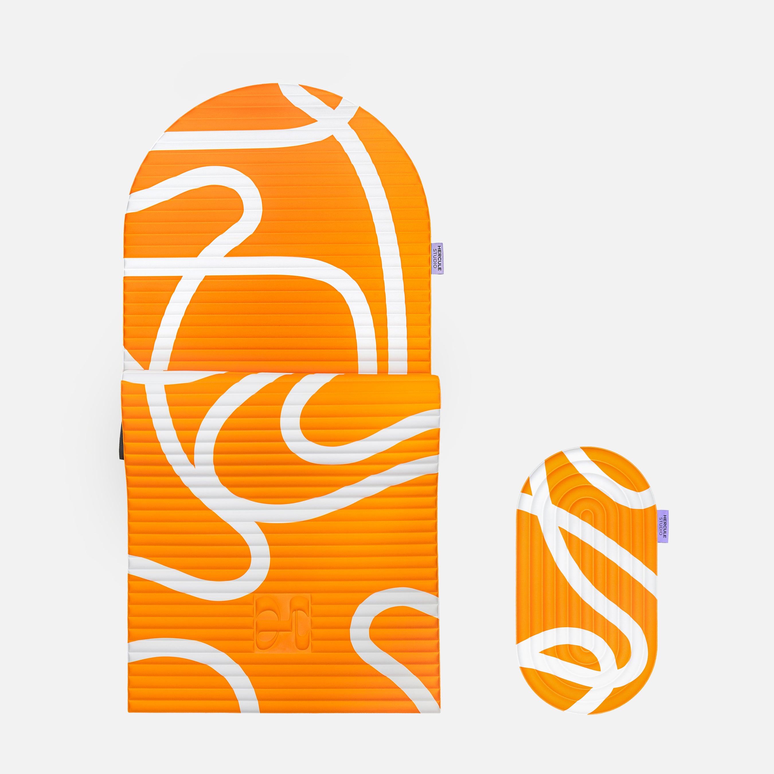 Set Confort avec Tapis de sport Archy de la marque Hercule Studio couleur Bari orange pop et mini tapis de sport Galé couleur Bari orange pop photo packshot fond blanc