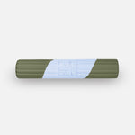 Hercule Studio Archy khaki and blue printed (Axel) premium sport mat, machine-washable and durable fitness mat, rolled view