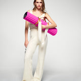 Lifestyle gym session with Hercule Studio x From Future Candy Pink mat, fuchsia pink cashmere for fitness and stretching