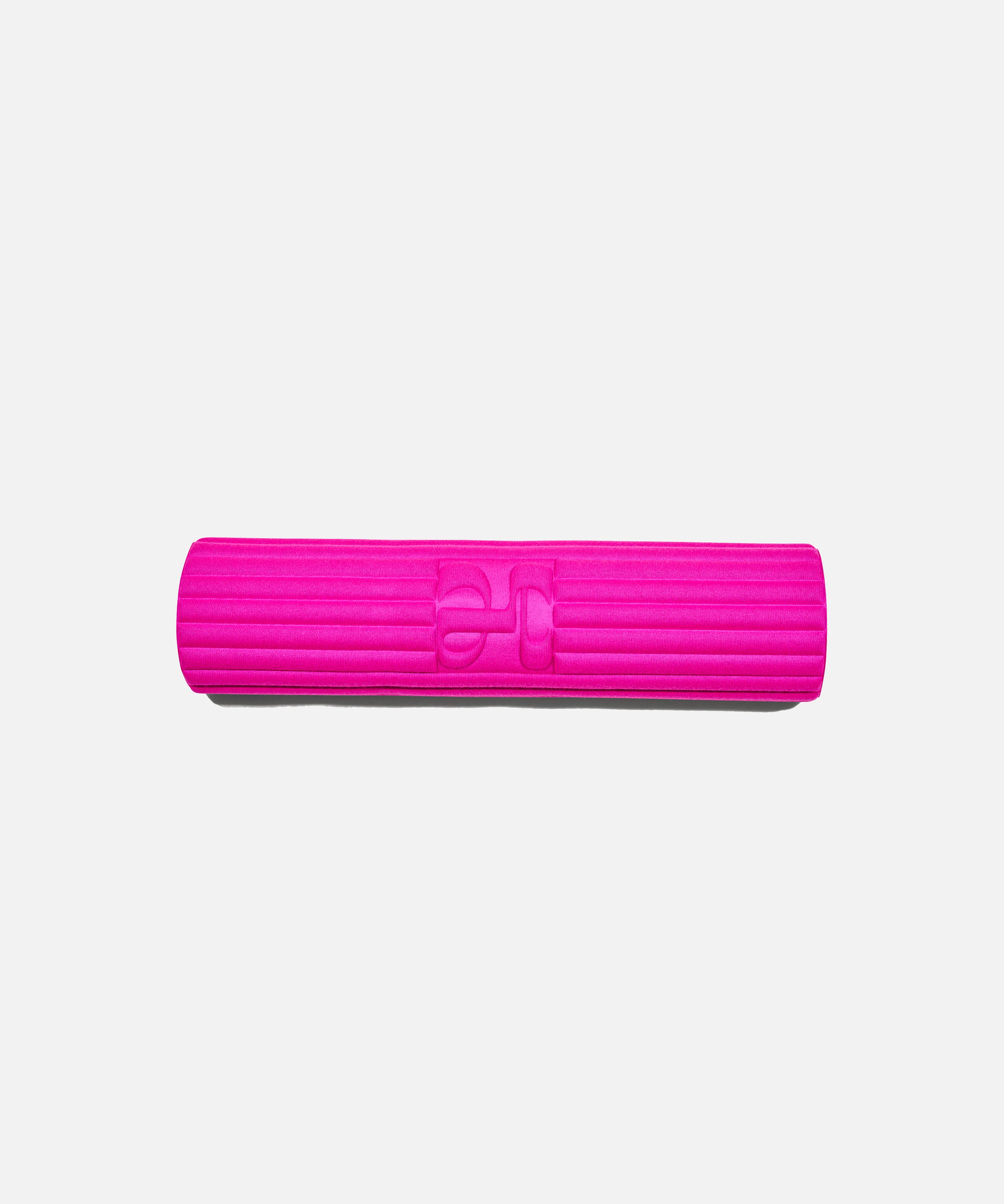 Hercule Studio x From Future Candy Pink cashmere sport mat, premium fuchsia pink fitness mat, soft and innovative material, rolled view