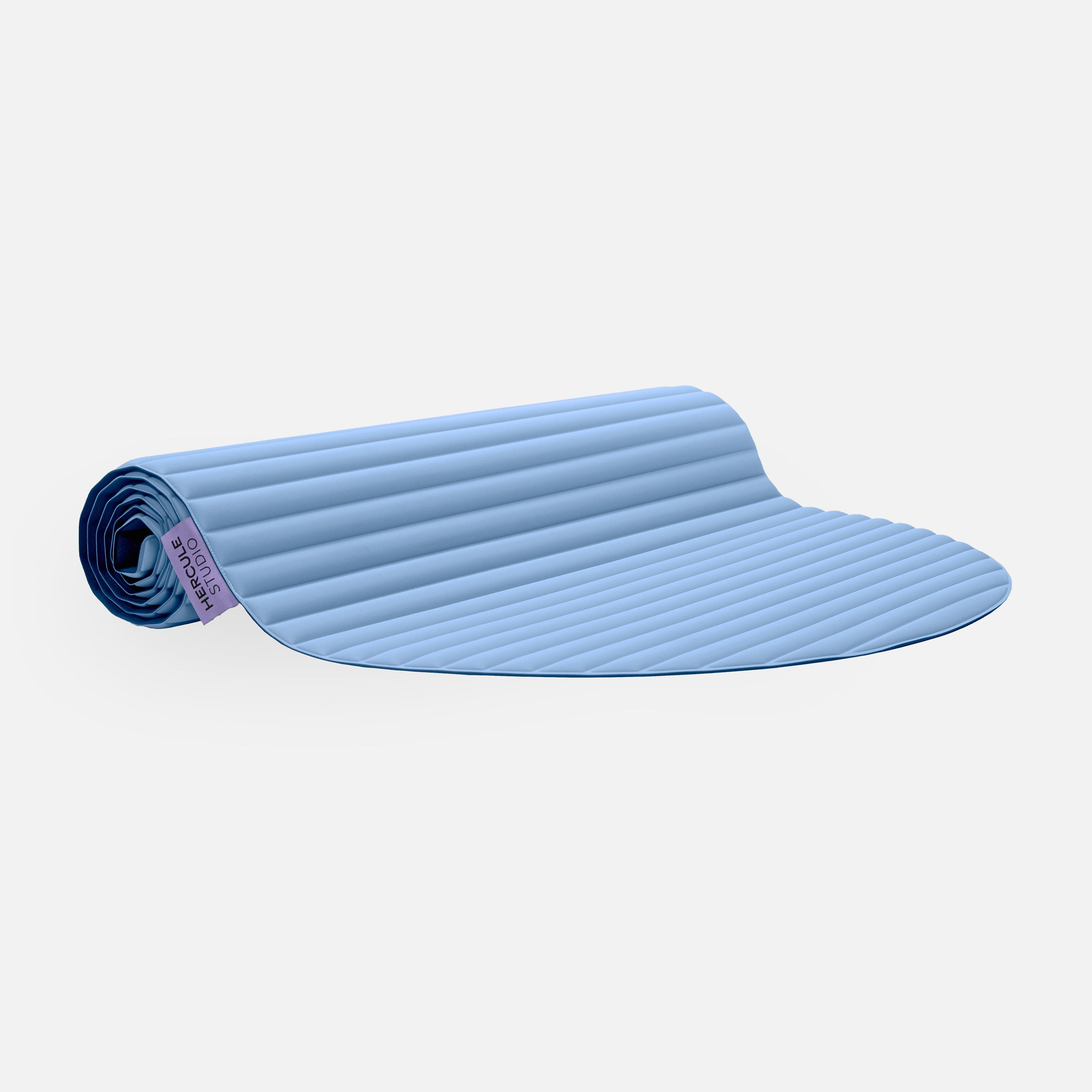 Tapis de sol pour le fitness le yoga et le pilates de la marque hercule studio modèle archy couleur blue jean packshot semi roulé