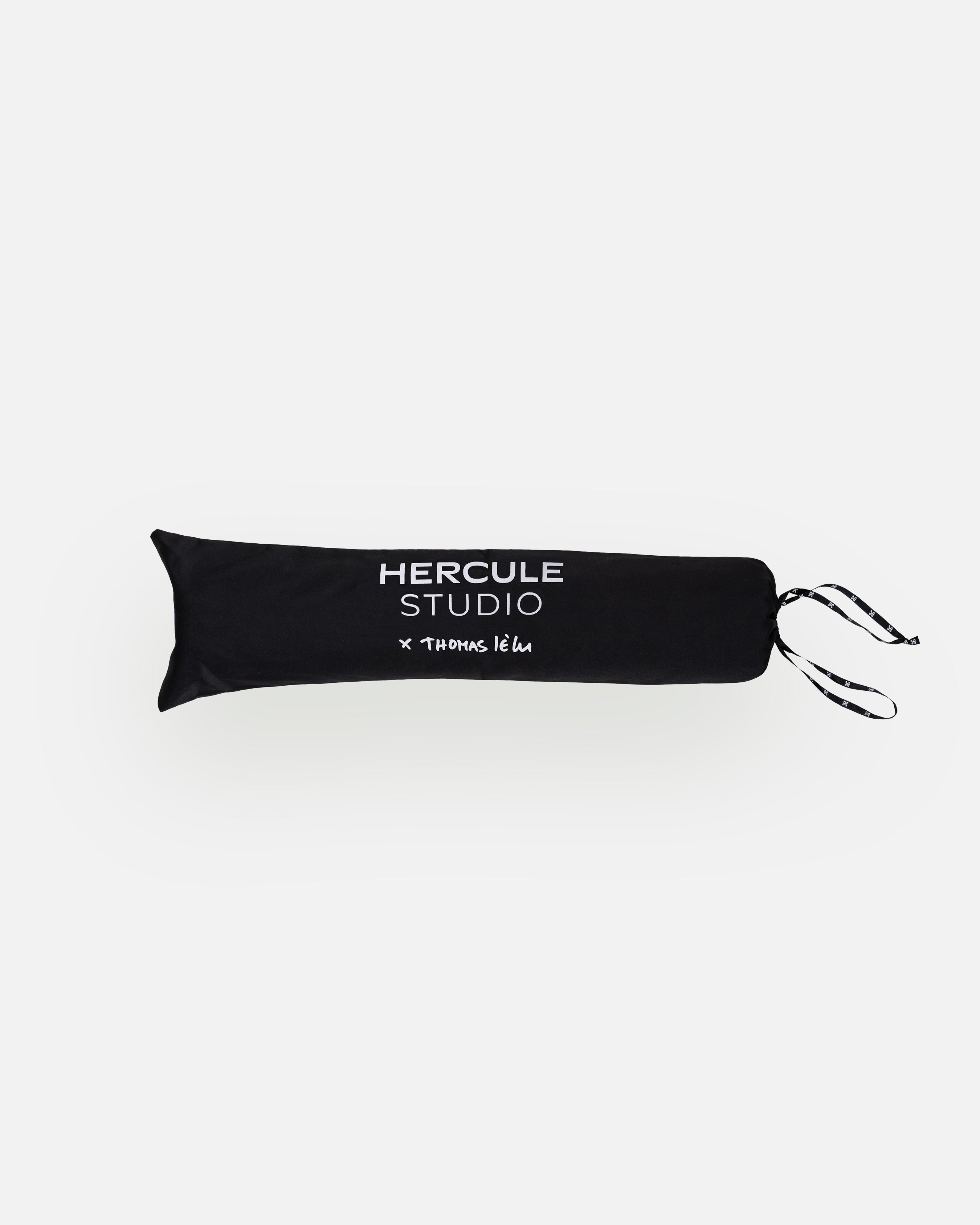 Hercule Studio x Thomas Lélu black dust bag, textile protective cover with white logo, transport and storage of the sport mat