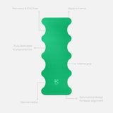 Tapis de sol pour le yoga de la marque hercule studio modèle mar couleur golf green packshot déplié avec éléments de réassurance