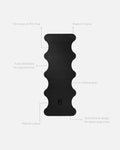 Mar Midnight Black yoga mat unrolled with trust elements, non-slip natural rubber, intensive yoga performance