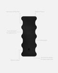 Mar Midnight Black yoga mat unrolled with trust elements, non-slip natural rubber, intensive yoga performance
