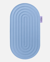 Hercule Studio Galé mini sport mat – blue jean portable ergonomic 3-in-1 comfort pad – ergonomic support for knees, elbows, glutes, Pilates Reformer compatible, durable design made in France, unrolled view