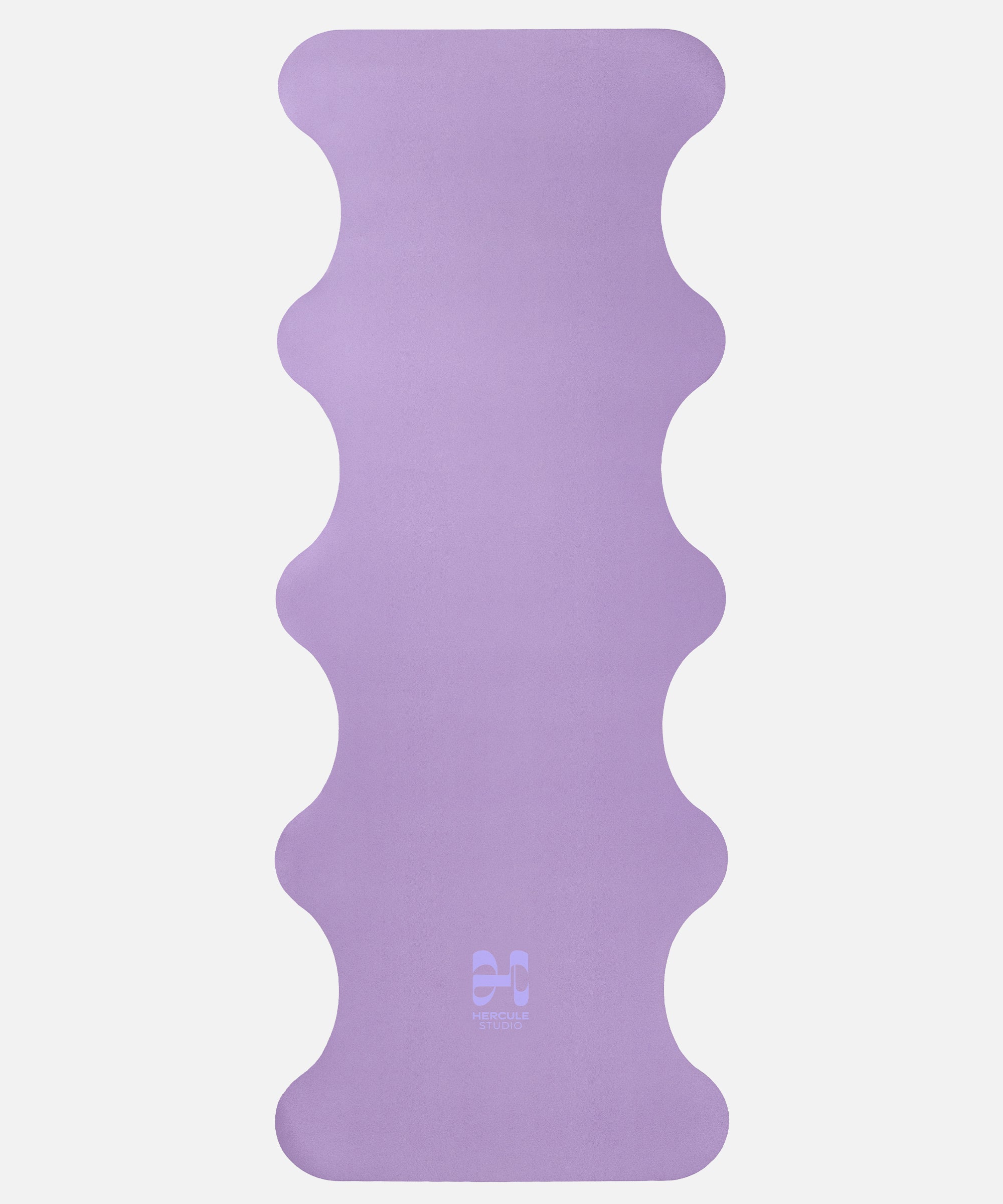 Hercule Studio Lavender yoga mat unrolled, natural rubber PVC-free, strong grip and durable wavy design for daily yoga