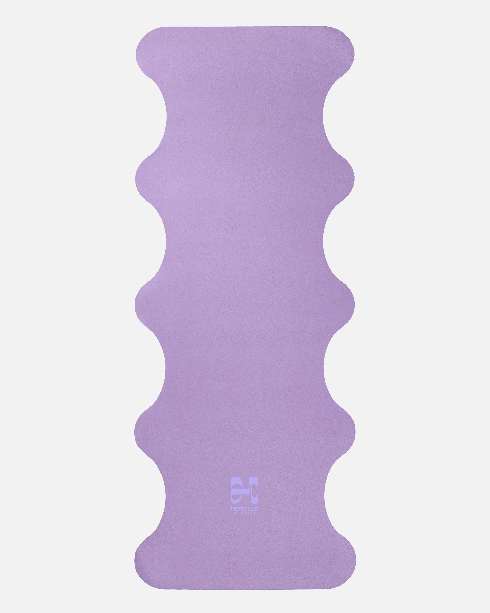 Hercule Studio Lavender yoga mat unrolled, natural rubber PVC-free, strong grip and durable wavy design for daily yoga