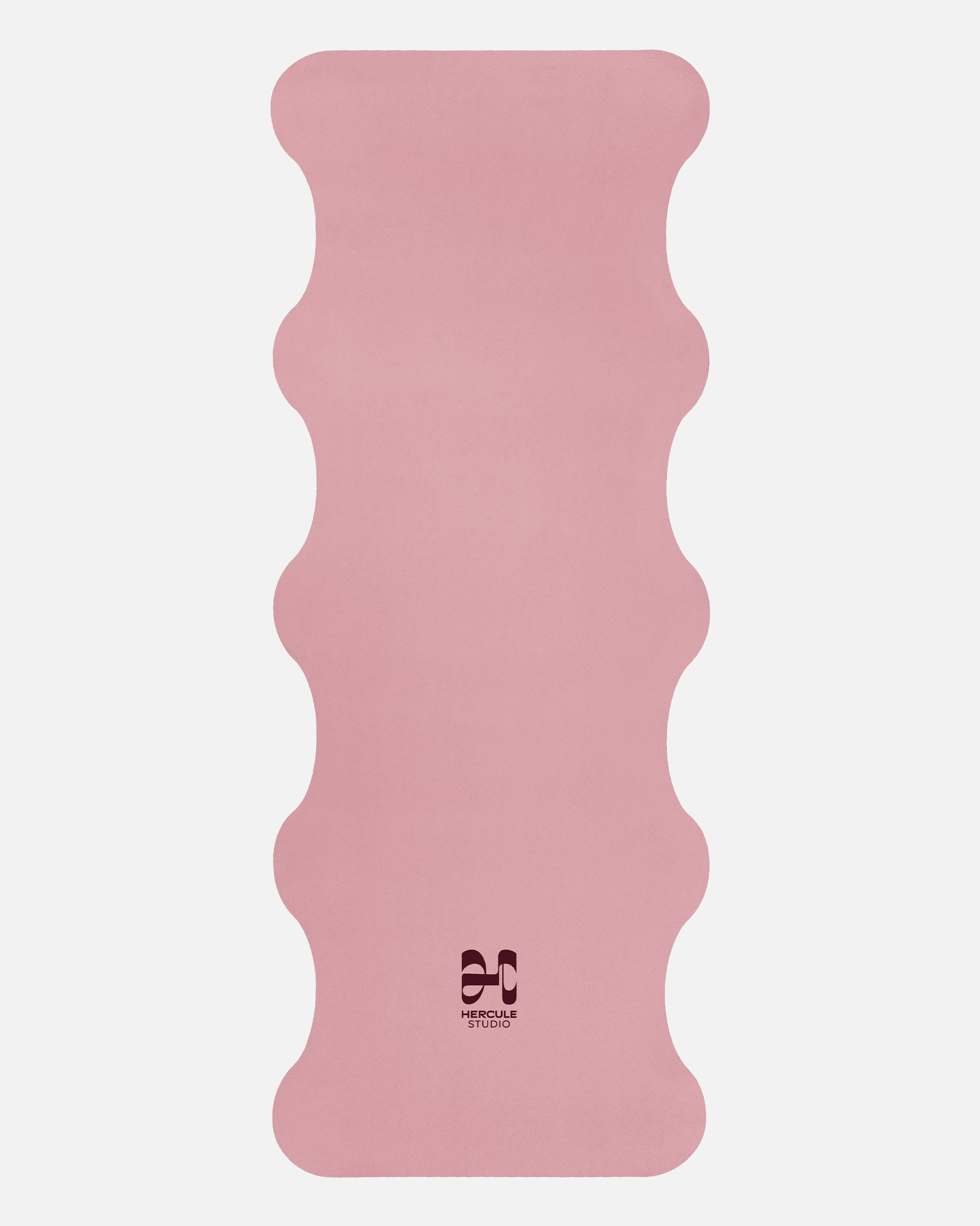 Hercule Studio Greige yoga mat unrolled, pink color, natural rubber PVC-free, high grip for a zen practice