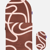 Hercule Studio Bari Choco printed comfort bundle with the design Archy mat and the ergonomic Galé 3-in-1 pad, optimal support for sensitive areas in Pilates and fitness, durable French design, packshot